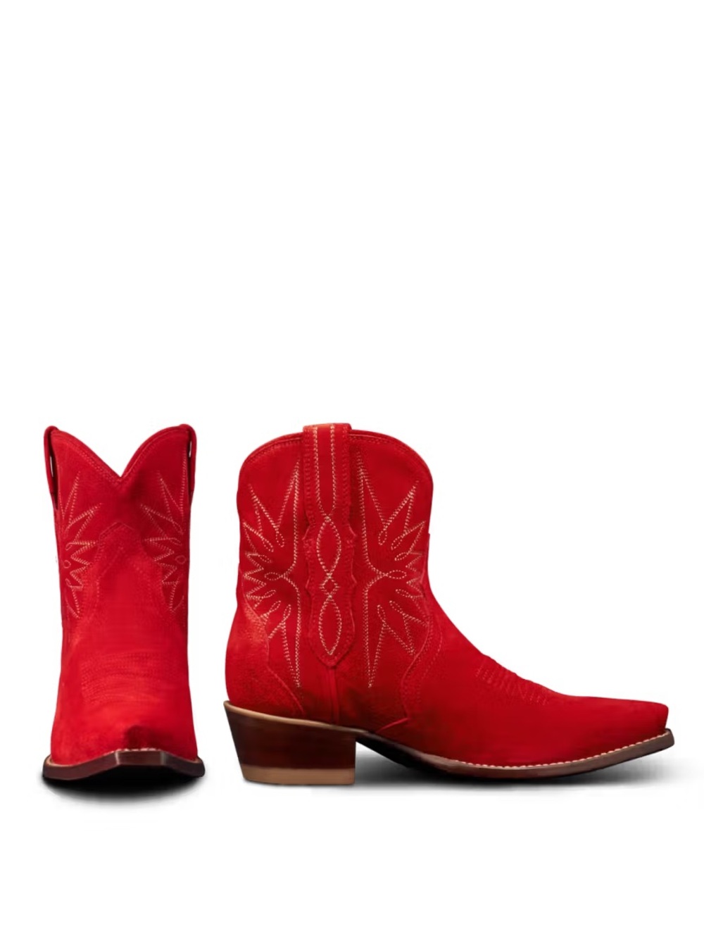 Tecovas The Lynn Barn Red Suede Western Booties Size 5.5 B-New with Bag